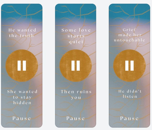 Pause bookmarks - three quote designs - gold pause symbol
